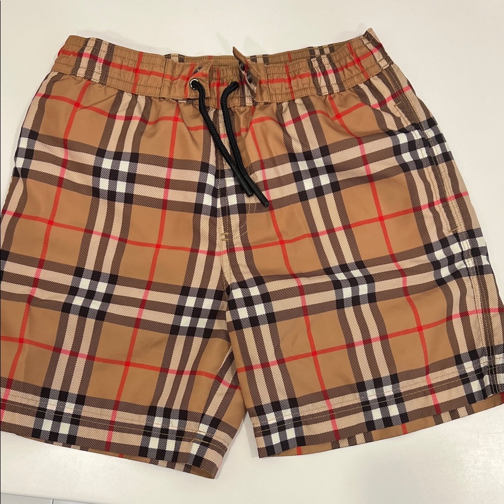 Burberry Tan and Red Plaid kids  Athletic Shorts